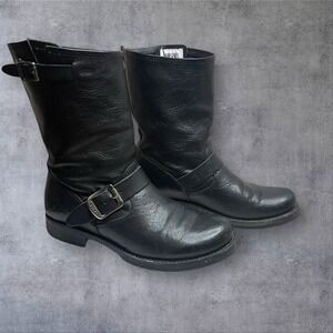 FRYE Veronica Black Leather Short   Moto Boots Mid calf  Womens 8 Grunge Biker